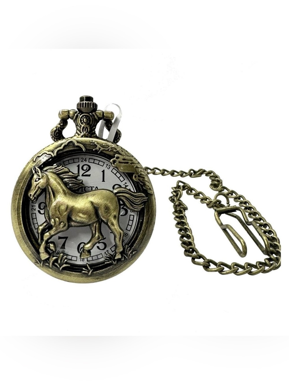 Invicta Brass-Tone Horse Pocket Watch Necklace
